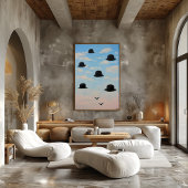 Floating Bowler hasst Dreamscape Art Poster