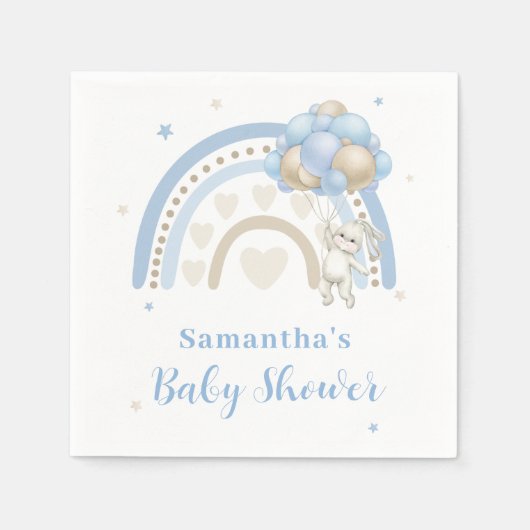 Floating Bunny Boho Baby Shower Serviette (Vorderseite)