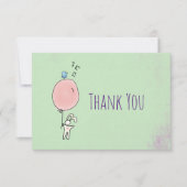 Floating Bunny Holding a Balloon Danke (Vorderseite)