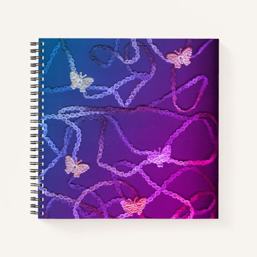 Floating Butterflies Spiral Notebook (Purple) Notizblock (Vorderseite)