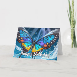 Floating Butterfly Illustration Happy Birthday Karte