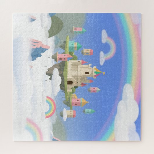 Floating Castle Rainbow Clouds Fantasy Puzzle  (Horizontal)