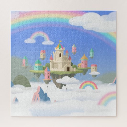 Floating Castle Rainbow Clouds Fantasy Puzzle  (Vertikal)
