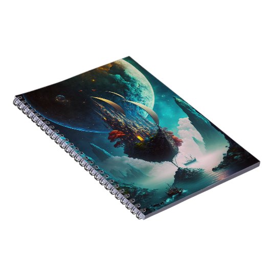 Floating Castle Ship Fantasy Art Notebook Notizblock (Rechte Seite)