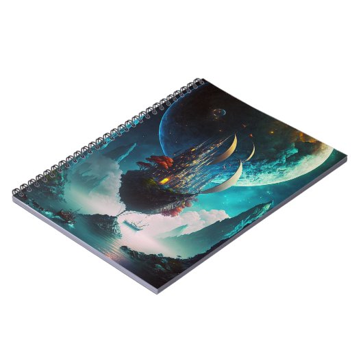 Floating Castle Ship Fantasy Art Notebook Notizblock (Linke Seite)