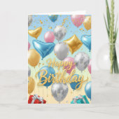 Floating Celebration Balloons –Happy Birthday Card Karte (Vorderseite)