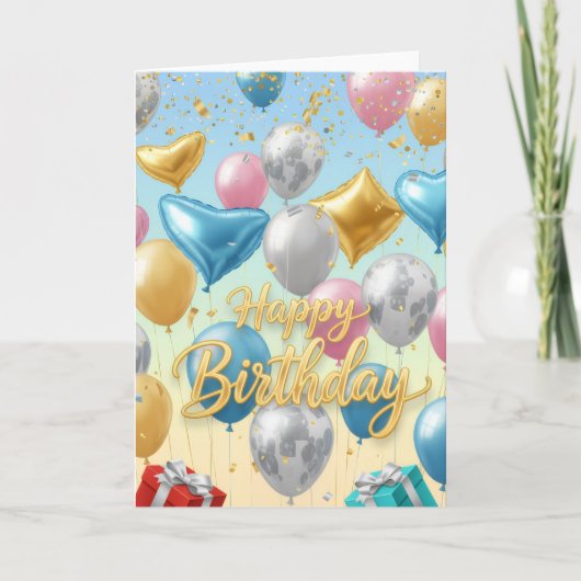 Floating Celebration Balloons –Happy Birthday Card Karte (Vorderseite)