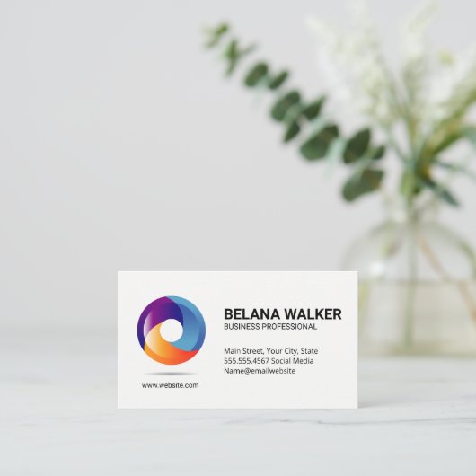 Floating Circle Orb Logo Visitenkarte (Stehend Vorderseite)