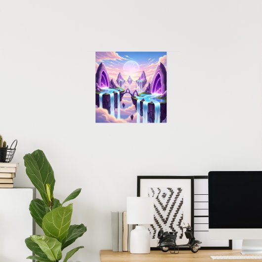 Floating Crystal Kingdom above the Clouds Poster (Heimbüro)