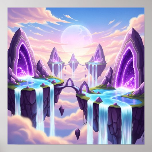 Floating Crystal Kingdom above the Clouds Poster (Vorne)