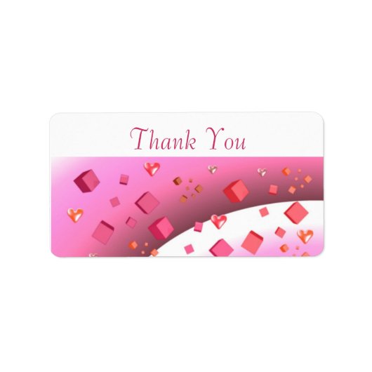 Floating Cubes and Hearts Danke Labels Adressaufkleber (Vorne)