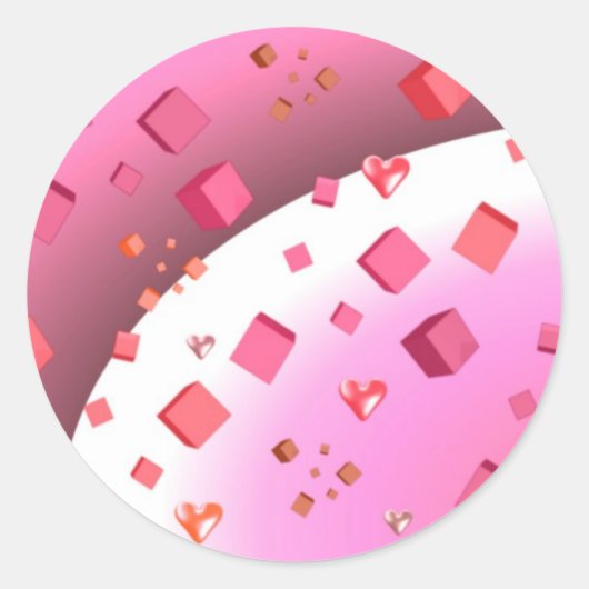 Floating Cubes and Hearts Runder Aufkleber (Vorderseite)