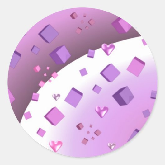 Floating Cubes and Hearts Runder Aufkleber (Vorderseite)