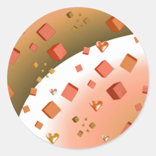 Floating Cubes and Hearts Runder Aufkleber (Vorderseite)