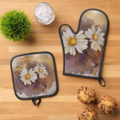 Floating Daisy Watercolor Ofenhandschuh & Topflappen-Set (Oben Unten)