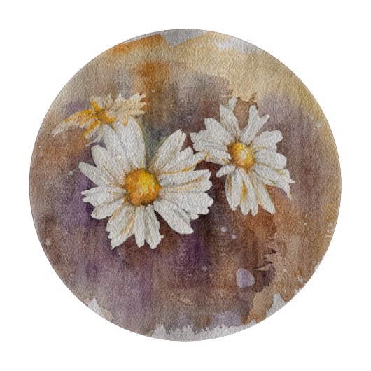 Floating Daisy Watercolor Schneidebrett (Vorderseite)