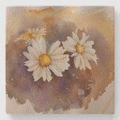 Floating Daisy Watercolor Steinuntersetzer (Vorderseite)