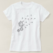 Floating Dandelion Seeds; Cute Minimalist Summer T-Shirt (Design vorne)