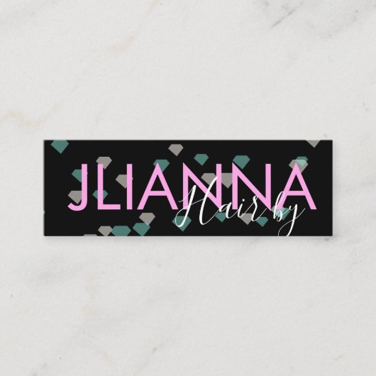 Floating Diamond Makeup Salon Nails Eyelashes Mini Visitenkarte (Vorderseite)