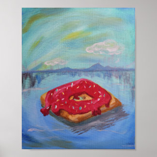 Floating Donut Poster