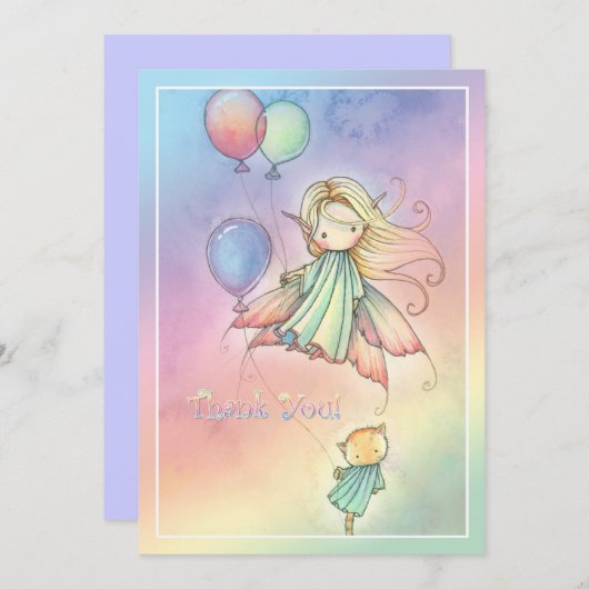Floating Fairy and Cat Matching Danke Karten (Vorne/Hinten)