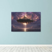 Floating Fantasy Castle Cloud Beams Glow Leinwanddruck (Insitu (Holzboden))