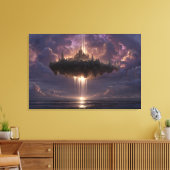 Floating Fantasy Castle Cloud Beams Glow Leinwanddruck (Insitu (Wohnzimmer))