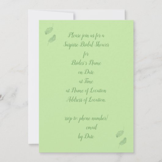 Floating Ferns Bridal Dusche Einladungen (Rückseite)