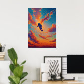 Floating Figure Pointillism Dream Sky Poster (Heimbüro)