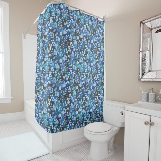 Floating Floral Pattern 01.Blue DGrey BG Duschvorhang (Beispiel)