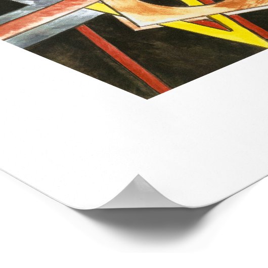 Floating Formen Handgemalt Moderne geometrische Ku Poster (Ecke)