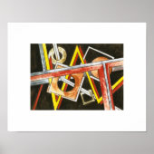 Floating Formen Handgemalt Moderne geometrische Ku Poster (Vorne)