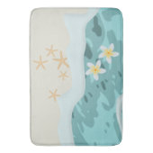 Floating Frangipanis auf Beach Wave Meet Starfish Badematte (Vorderseite Vertikal)