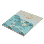 Floating Frangipanis auf Beach Wave Meet Starfish Fliese (Seite)