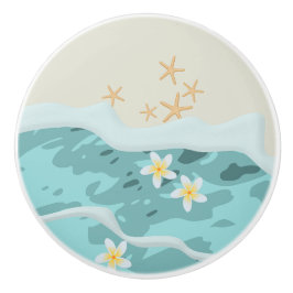 Floating Frangipanis auf Beach Wave Meet Starfish Keramikknauf