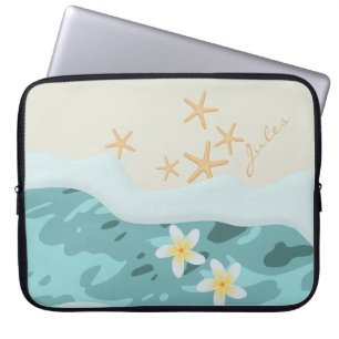 Floating Frangipanis auf Beach Wave Starfish Name Laptopschutzhülle