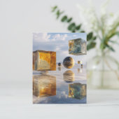 Floating Geometric Marvels Over Water Postkarte (Stehend Vorderseite)