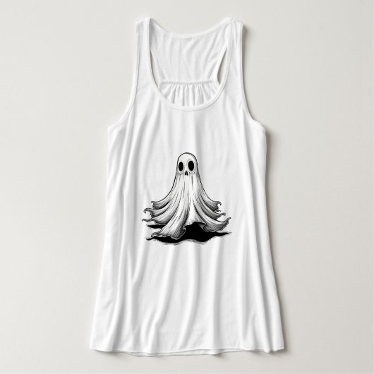 Floating Ghost Halloween T-Shirt – Spooky Cute Tank Top (Design Vorderseite)