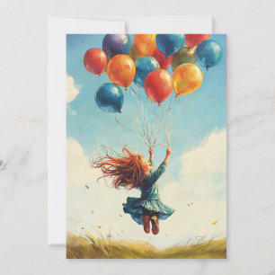 Floating Girl mit Balloons Einladung