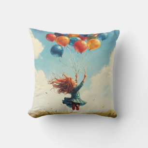Floating Girl mit Balloons Kissen