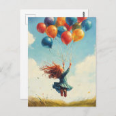 Floating Girl mit Balloons Postkarte (Vorne/Hinten)