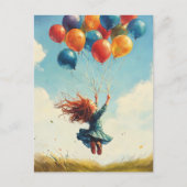 Floating Girl mit Balloons Postkarte (Vorderseite)