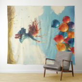 Floating Girl mit Balloons Wandteppich (Beispiel (Horizontal))