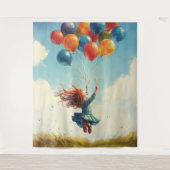 Floating Girl mit Balloons Wandteppich (Vorderseite)