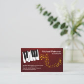 Floating Gold Musiknote Piano Keys Music Teacher Visitenkarte (Stehend Vorderseite)