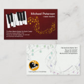 Floating Gold Musiknote Piano Keys Music Teacher Visitenkarte (Vorne/Hinten)