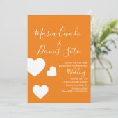 Floating Heart Lettering Script Wedding Bold Farbe Einladung (Stehend Vorderseite)