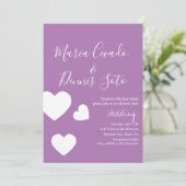 Floating Heart Lettering Script Wedding Bold Farbe Einladung (Stehend Vorderseite)