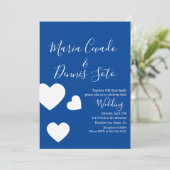 Floating Heart Lettering Script Wedding Bold Farbe Einladung (Stehend Vorderseite)