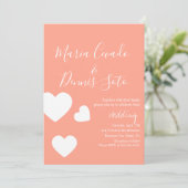 Floating Heart Lettering Script Wedding Bold Farbe Einladung (Stehend Vorderseite)